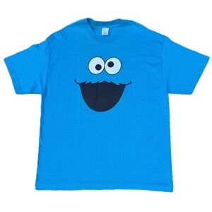 Vintage 90s Cookie Monster Sesame Street Blue Graphic Short Sleeve T-shirt